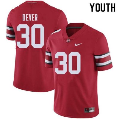 Youth Ohio State Buckeyes #30 Kevin Dever Red Nike NCAA College Football Jersey New Year ZAE0144KC